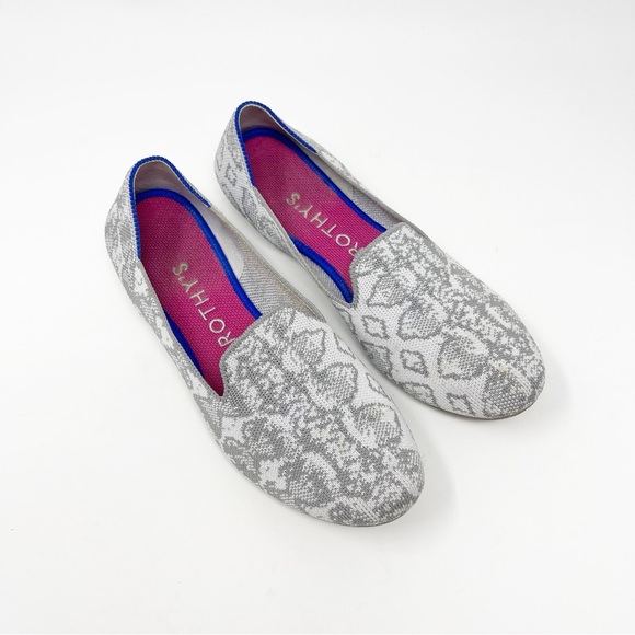 Rothy’s Slip-On Loafers Snake Skin Pattern Print Light Grey 8 - Picture 4 of 15